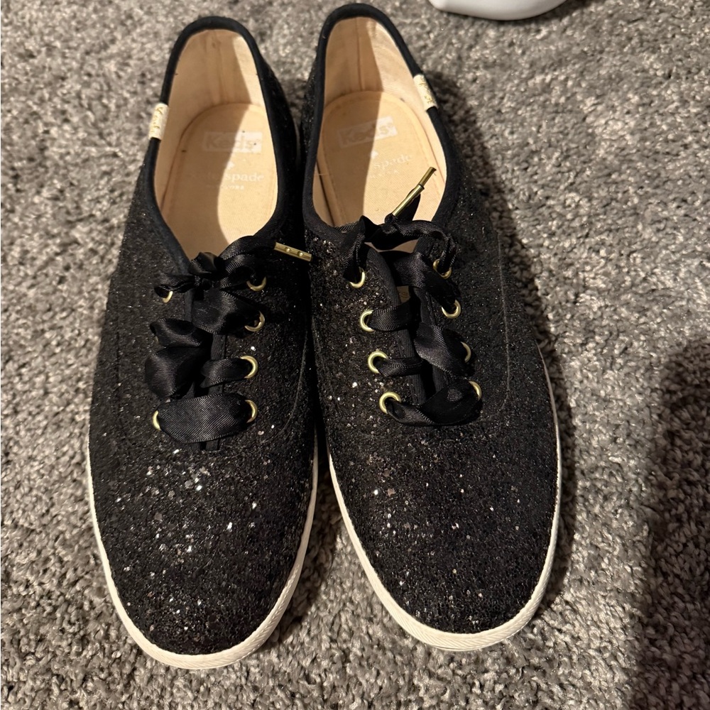 EUC Kate Spade Black Glitter Keds
